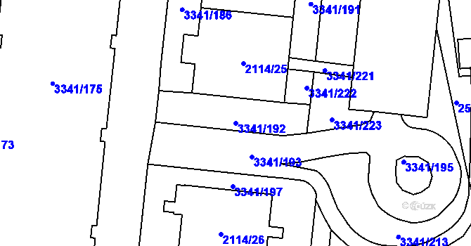 Parcela st. 3341/192 v KÚ Chodov, Katastrální mapa