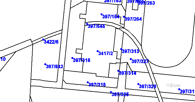 Parcela st. 3417/2 v KÚ Chodov, Katastrální mapa