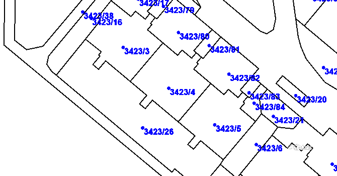 Parcela st. 3423/4 v KÚ Chodov, Katastrální mapa
