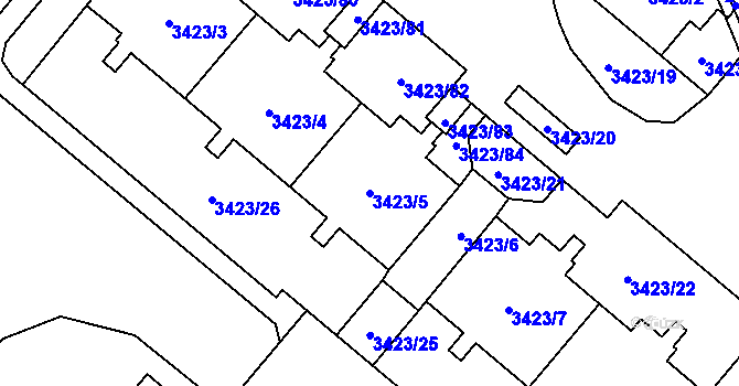 Parcela st. 3423/5 v KÚ Chodov, Katastrální mapa
