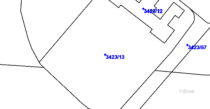 Parcela st. 3423/13 v KÚ Chodov, Katastrální mapa