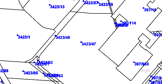 Parcela st. 3423/47 v KÚ Chodov, Katastrální mapa