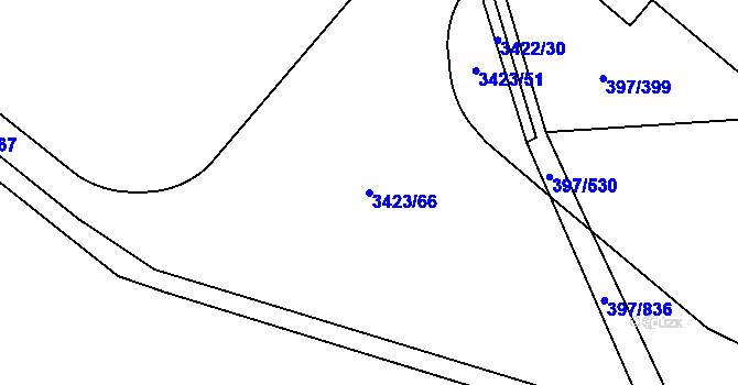 Parcela st. 3423/66 v KÚ Chodov, Katastrální mapa