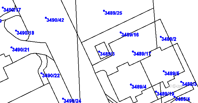 Parcela st. 3489/3 v KÚ Chodov, Katastrální mapa