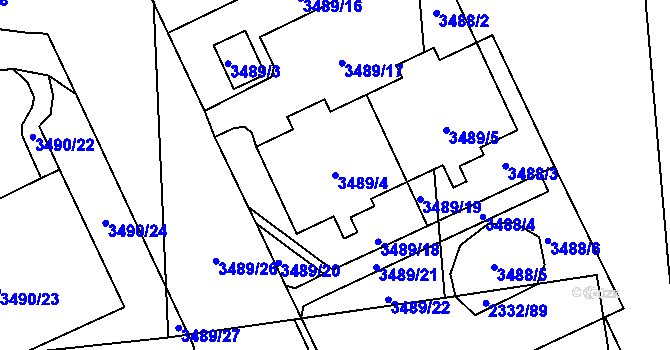 Parcela st. 3489/4 v KÚ Chodov, Katastrální mapa