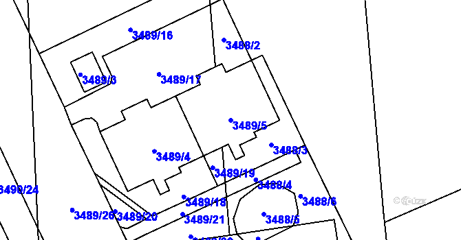 Parcela st. 3489/5 v KÚ Chodov, Katastrální mapa