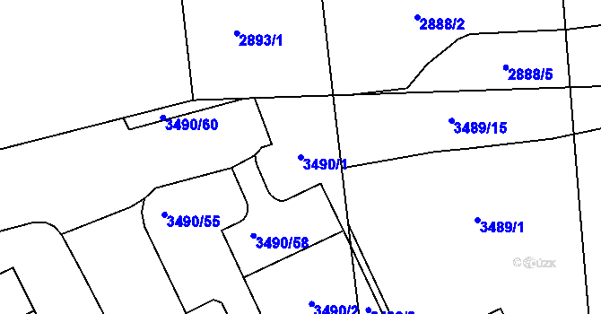 Parcela st. 3490/1 v KÚ Chodov, Katastrální mapa