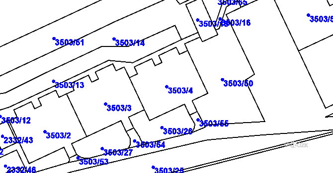 Parcela st. 3503/4 v KÚ Chodov, Katastrální mapa