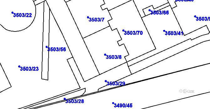 Parcela st. 3503/8 v KÚ Chodov, Katastrální mapa