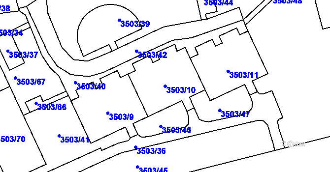 Parcela st. 3503/10 v KÚ Chodov, Katastrální mapa