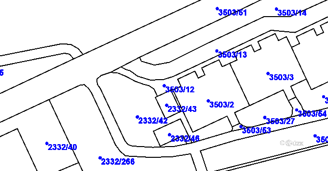 Parcela st. 3503/12 v KÚ Chodov, Katastrální mapa