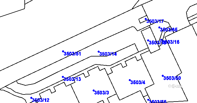 Parcela st. 3503/14 v KÚ Chodov, Katastrální mapa