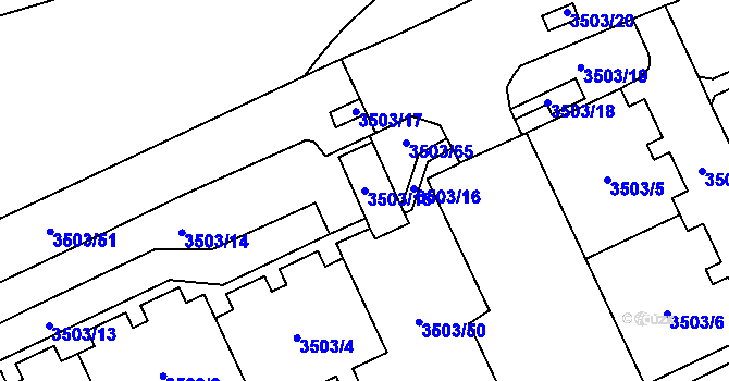Parcela st. 3503/15 v KÚ Chodov, Katastrální mapa