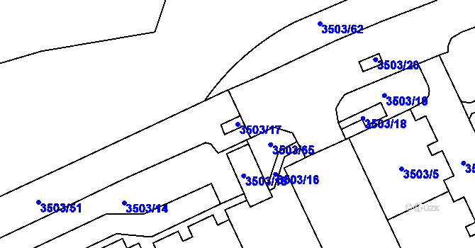 Parcela st. 3503/17 v KÚ Chodov, Katastrální mapa