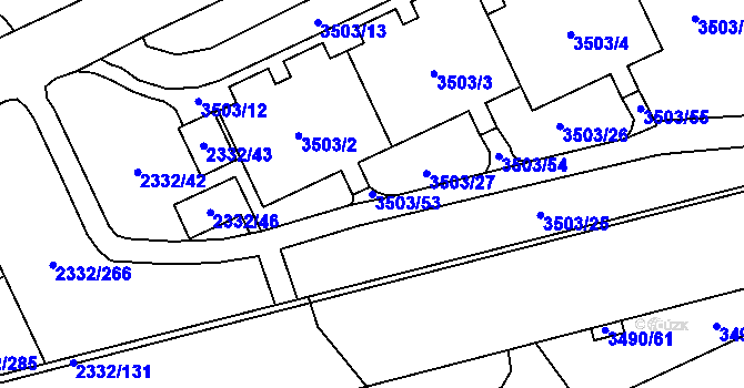Parcela st. 3503/53 v KÚ Chodov, Katastrální mapa
