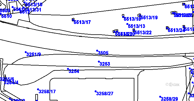 Parcela st. 3505 v KÚ Chodov, Katastrální mapa