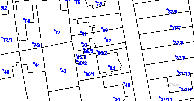 Parcela st. 85/2 v KÚ Chodov, Katastrální mapa