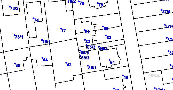 Parcela st. 85/3 v KÚ Chodov, Katastrální mapa