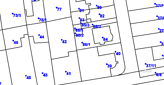 Parcela st. 86/1 v KÚ Chodov, Katastrální mapa