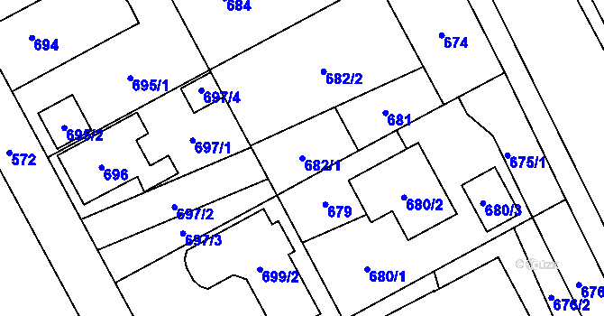 Parcela st. 682/1 v KÚ Chodov, Katastrální mapa
