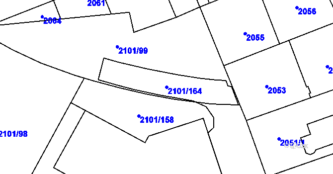 Parcela st. 2101/164 v KÚ Chodov, Katastrální mapa