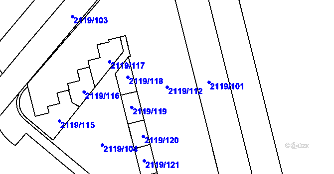 Parcela st. 2119/112 v KÚ Chodov, Katastrální mapa