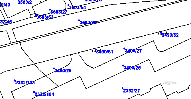 Parcela st. 3490/61 v KÚ Chodov, Katastrální mapa