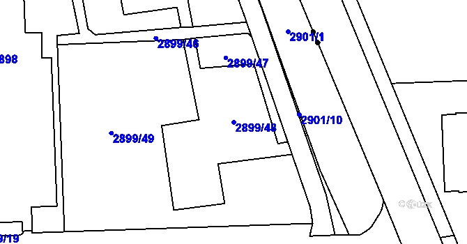 Parcela st. 2899/48 v KÚ Chodov, Katastrální mapa