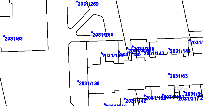 Parcela st. 2031/139 v KÚ Chodov, Katastrální mapa