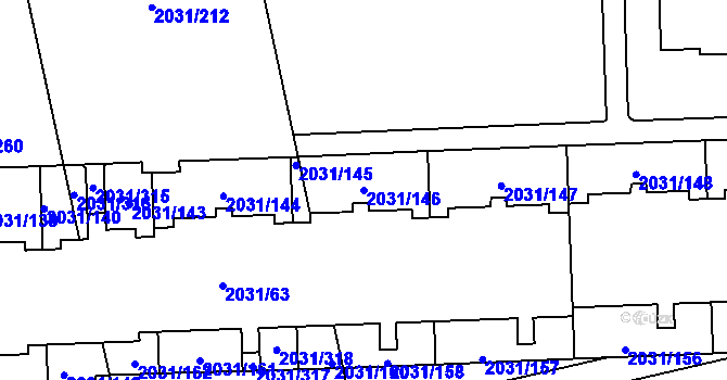 Parcela st. 2031/146 v KÚ Chodov, Katastrální mapa