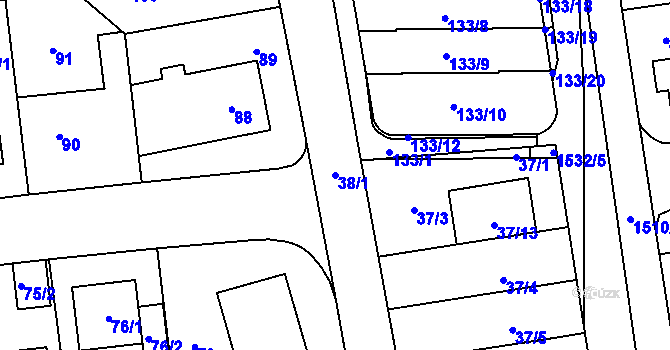 Parcela st. 38/1 v KÚ Chodov, Katastrální mapa