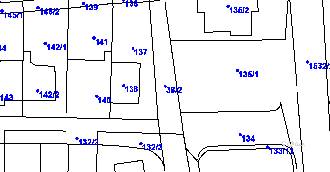 Parcela st. 38/2 v KÚ Chodov, Katastrální mapa