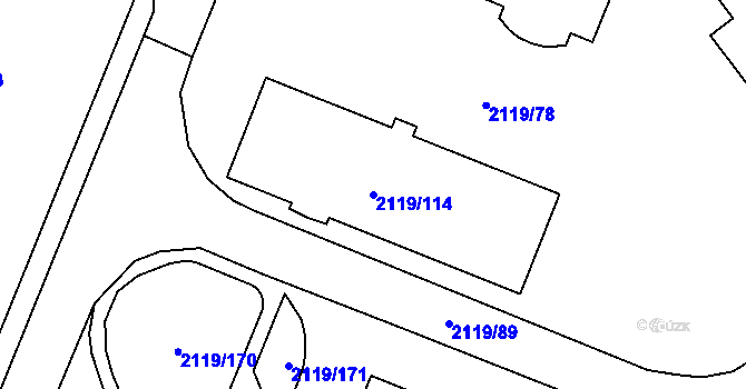 Parcela st. 2119/114 v KÚ Chodov, Katastrální mapa