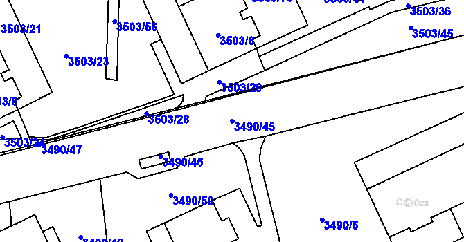 Parcela st. 3490/45 v KÚ Chodov, Katastrální mapa