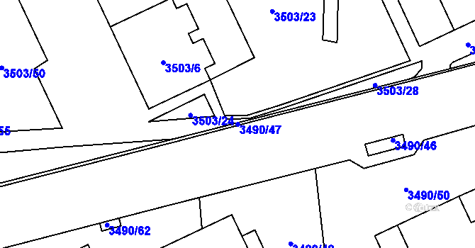 Parcela st. 3490/47 v KÚ Chodov, Katastrální mapa