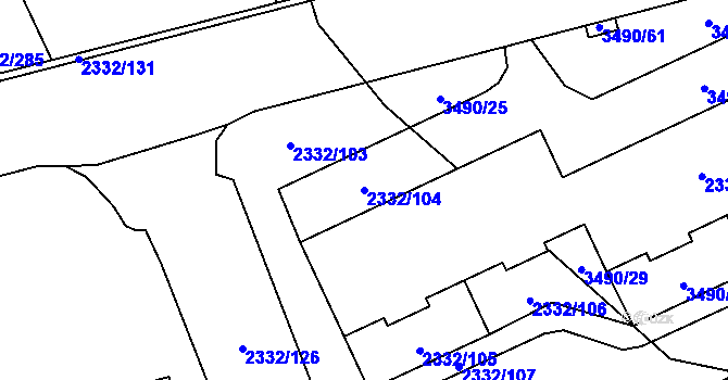 Parcela st. 2332/104 v KÚ Chodov, Katastrální mapa