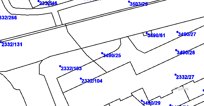 Parcela st. 3490/25 v KÚ Chodov, Katastrální mapa