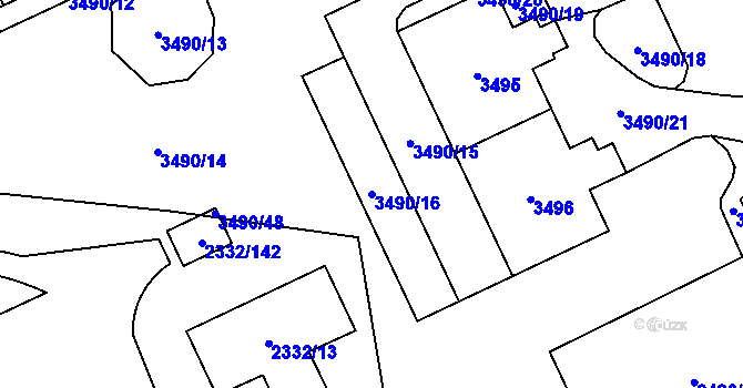 Parcela st. 3490/16 v KÚ Chodov, Katastrální mapa