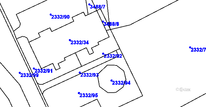 Parcela st. 2332/92 v KÚ Chodov, Katastrální mapa