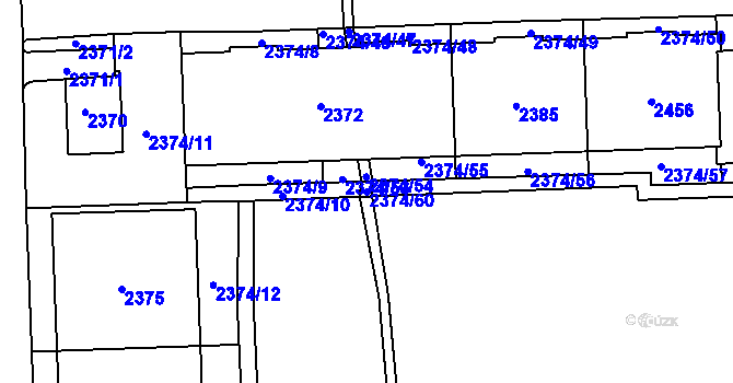 Parcela st. 2374/60 v KÚ Chodov, Katastrální mapa