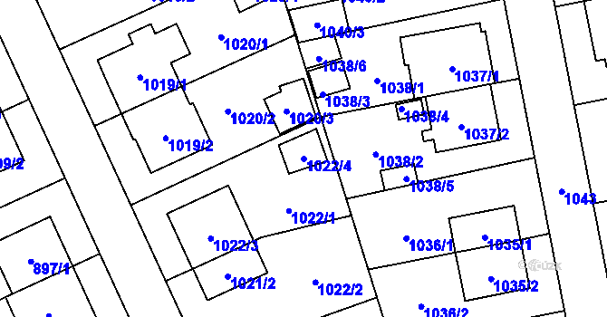Parcela st. 1022/4 v KÚ Chodov, Katastrální mapa