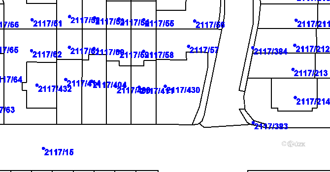 Parcela st. 2117/430 v KÚ Chodov, Katastrální mapa