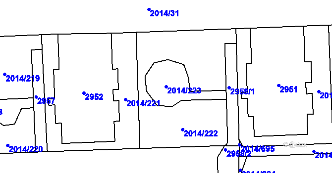 Parcela st. 2014/223 v KÚ Chodov, Katastrální mapa