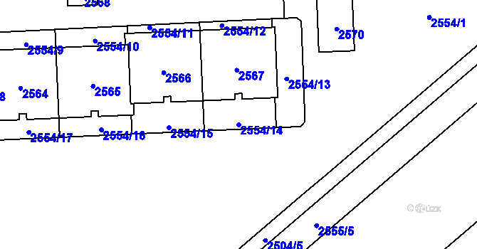 Parcela st. 2554/14 v KÚ Chodov, Katastrální mapa