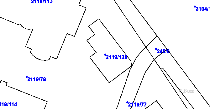Parcela st. 2119/126 v KÚ Chodov, Katastrální mapa