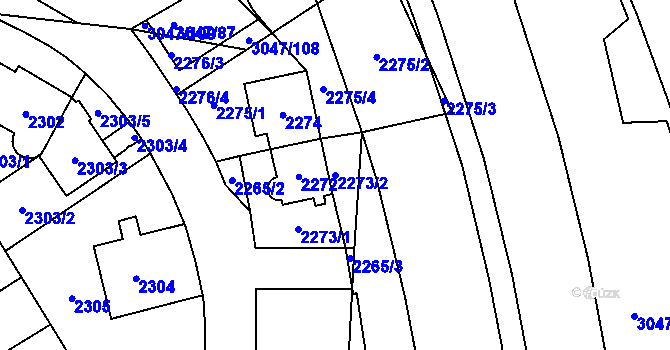 Parcela st. 2273/2 v KÚ Chodov, Katastrální mapa