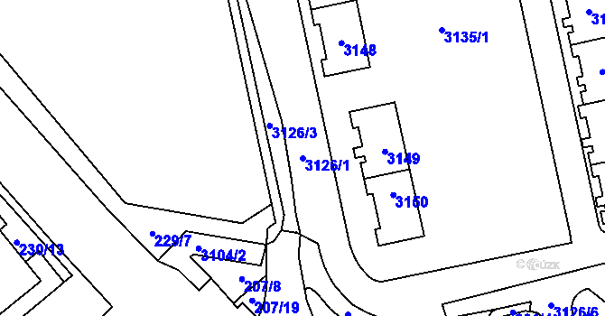 Parcela st. 3126/1 v KÚ Chodov, Katastrální mapa