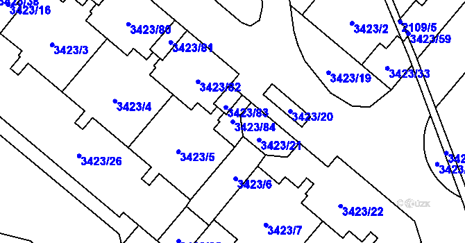 Parcela st. 3423/84 v KÚ Chodov, Katastrální mapa