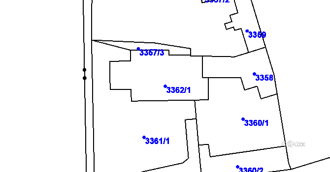 Parcela st. 3362/1 v KÚ Chodov, Katastrální mapa
