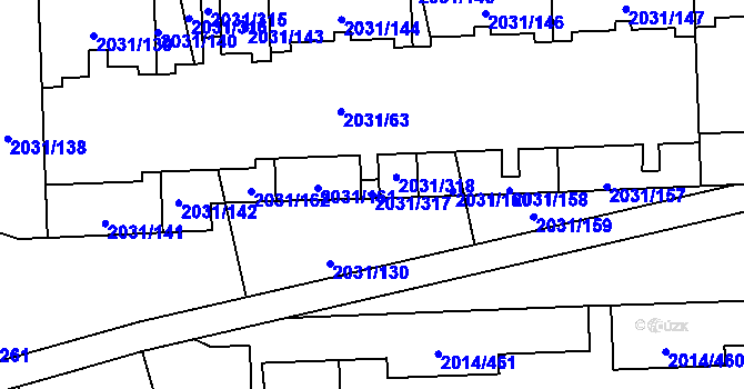 Parcela st. 2031/317 v KÚ Chodov, Katastrální mapa